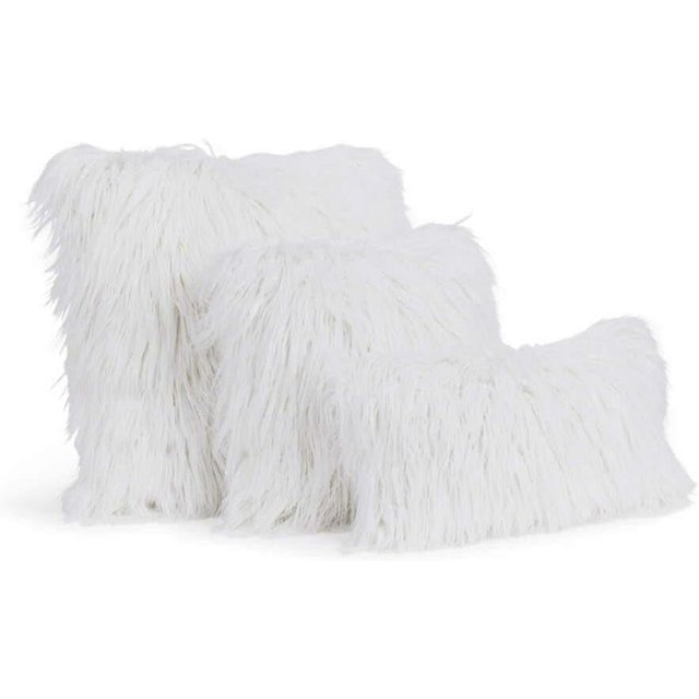 Donna Salyers Signature Series White Tibetan Lamb Faux Fur Pillows, White Tibetan Lamb, 24X24