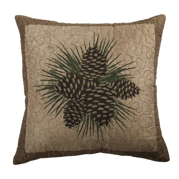 Donna Sharp Antique Pine Square Lodge Decorative Throw Pillow Pine Cone Design