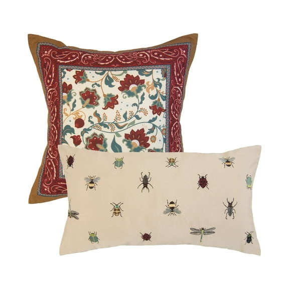 Donna Sharp Appalachia Plaid 2 PC Embroidered Cotton Decorative Pillow Set