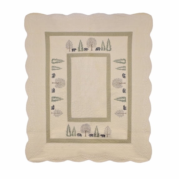Donna Sharp Bear Creek Embroidered Pieced Cotton Lodge Decorative Throw