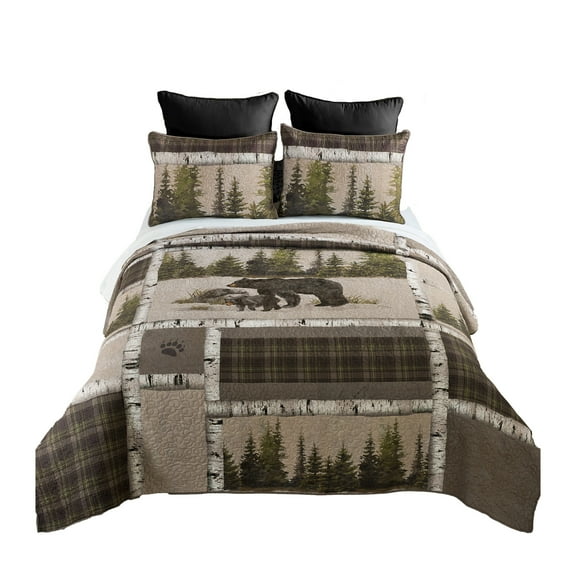 Donna Sharp Bear Panels 3PC Full/Queen Lodge Quilt Set