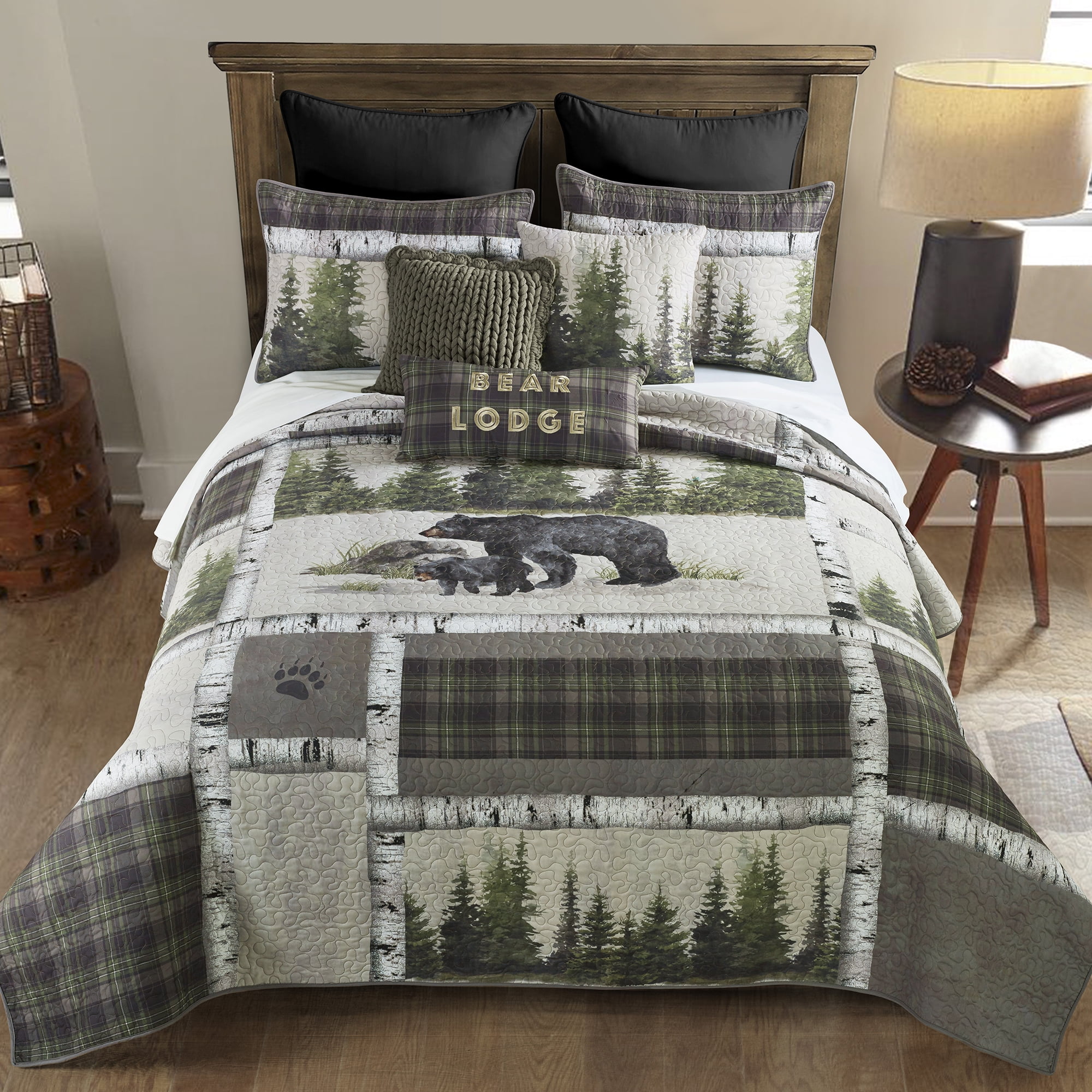 Black and Taupe Reversible Microfiber Full Quilt Set