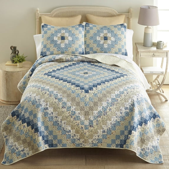 Donna Sharp Blue Diamond UCC 3PC Queen Quilt Set
