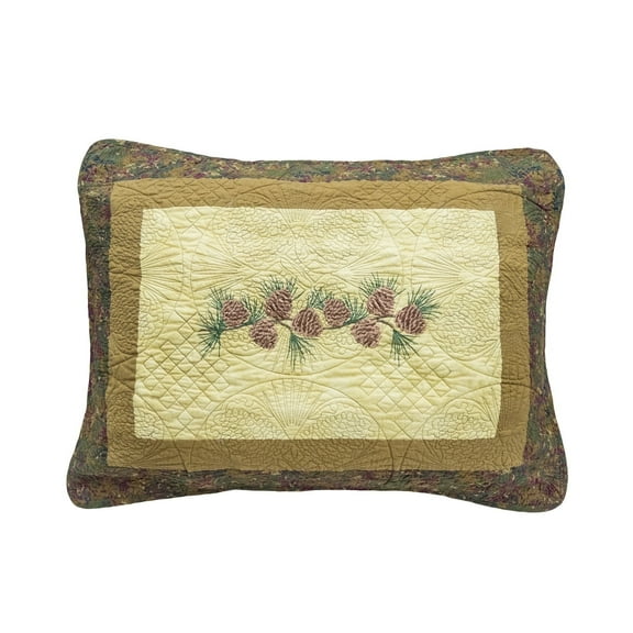 Donna Sharp Cabin Raising Pine Cone Decorative Standard Sham Cotton Embroidered