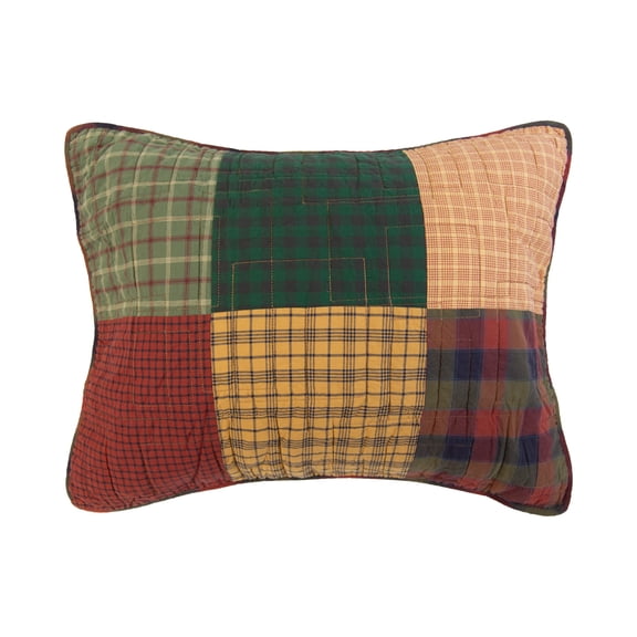 Donna Sharp Campfire Square Patchwork Pieced Quilted Cotton King Sham