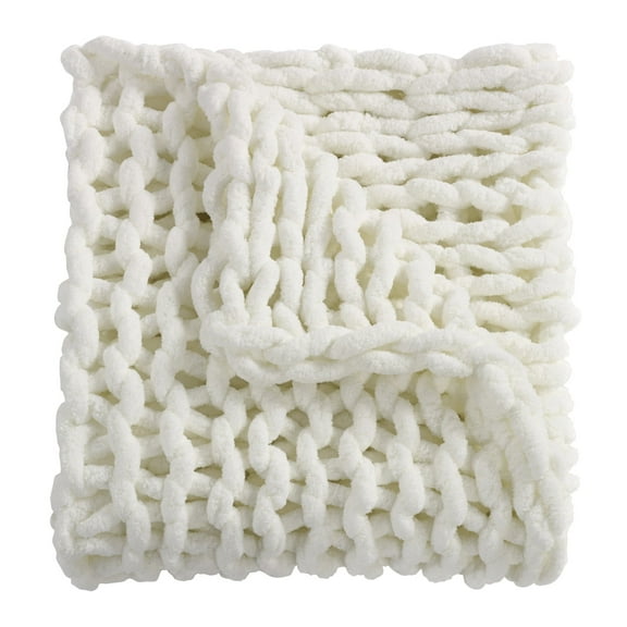 Donna Sharp Chenille Knitted Ivory Throw