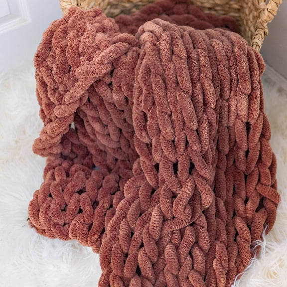 Donna Sharp Chenille Knitted Rust Throw