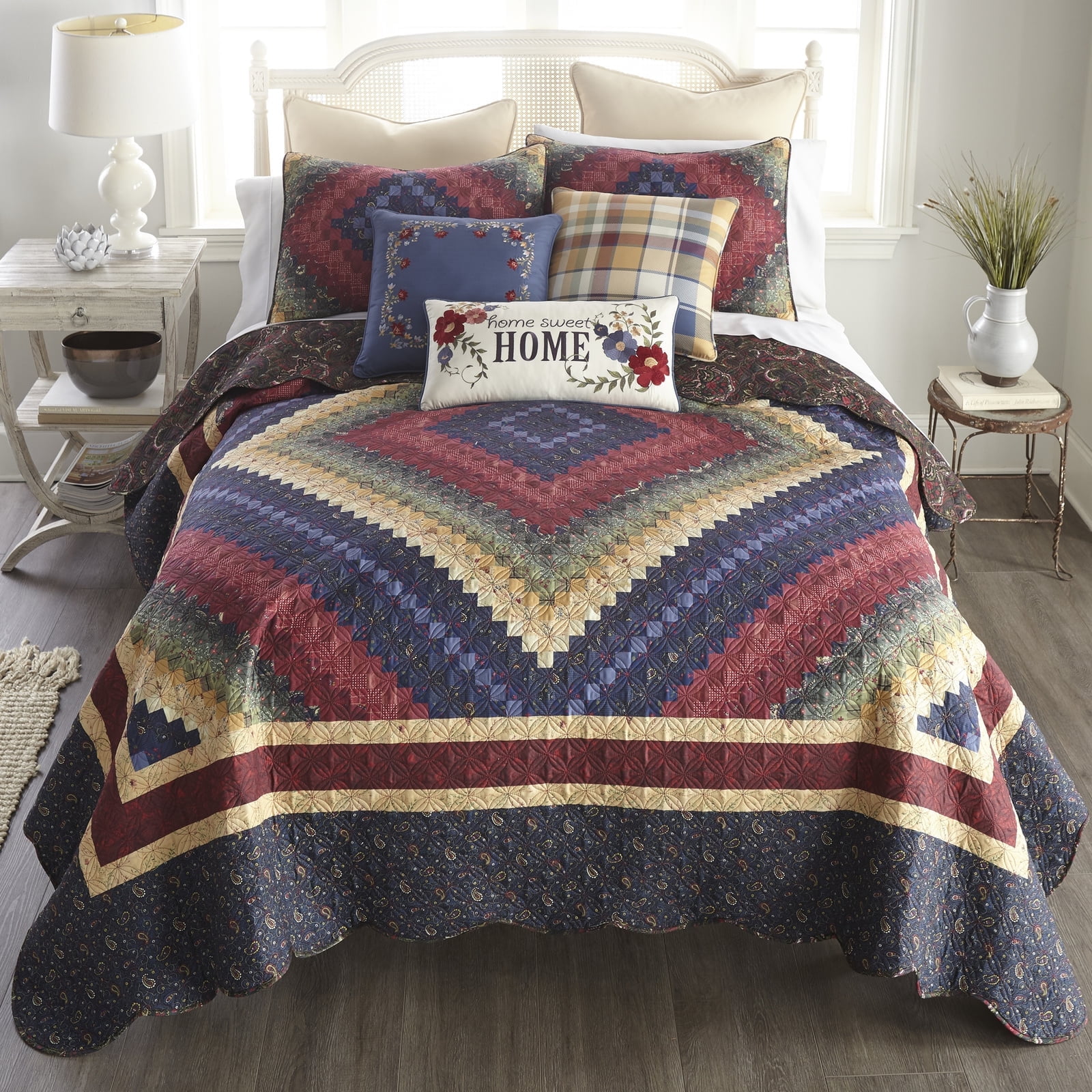Queen Multicolor Microfiber Reversible Quilt Set