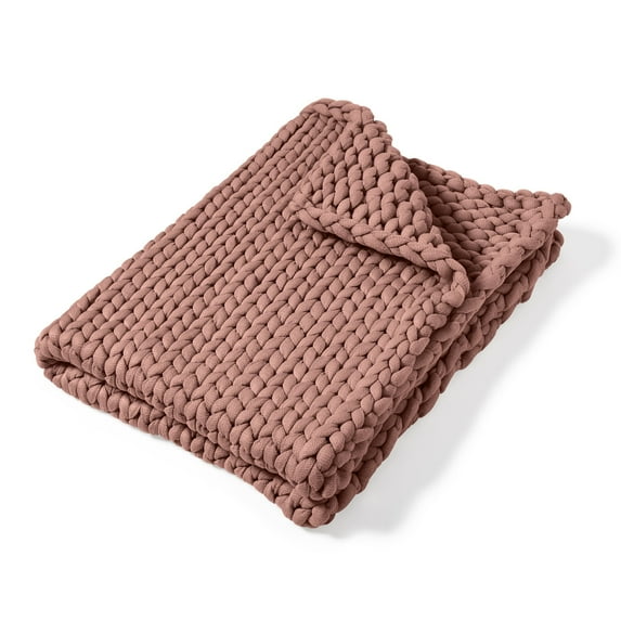Donna Sharp Chunky Knit Mauve Contemporary Decorative Throw Blanket with Over-Sized Loop Pattern