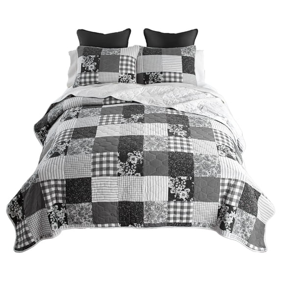 Donna Sharp Indiana Farmhouse 3 PC Patchwork Pieced Cotton King Quilt Set