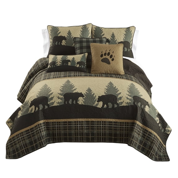 Donna Sharp King Bear Walk Plaid Lodge Quilt with Bear Pattern