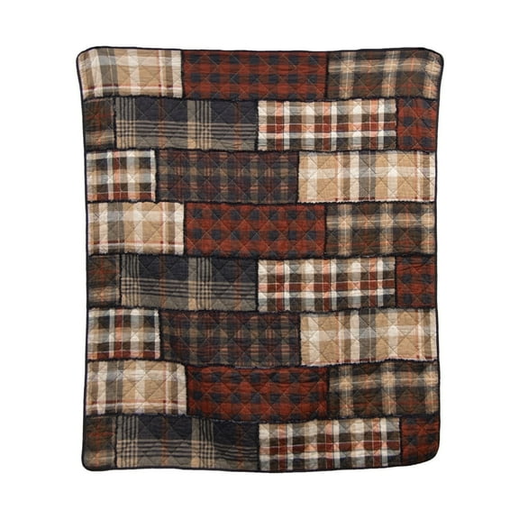 Donna Sharp LJ Plaid Whole Cloth Cotton w/ Ragging Quilted Throw