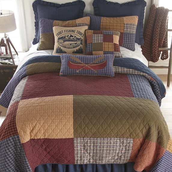Donna Sharp Lakehouse Pieced Cotton Twin Colorful Patchwork Lodge Quilt