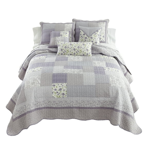 Donna Sharp Lavender Rose Pieced Cotton King Quilt