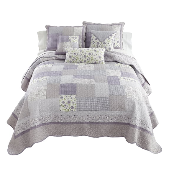 Donna Sharp Lavender Rose Pieced Cotton Twin Quilt