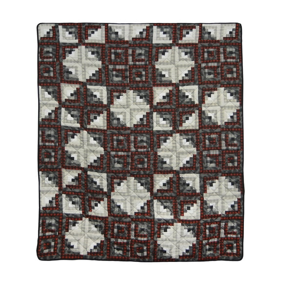 Donna Sharp Log Cabin Star Quilted Whole Cloth Cotton Lodge Throw