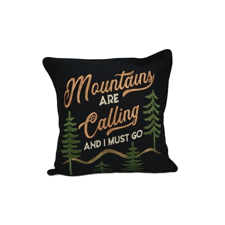 Donna Sharp Painted Bear "Mountains are Calling and I Must Go" Decorative Lodge Throw Pillow