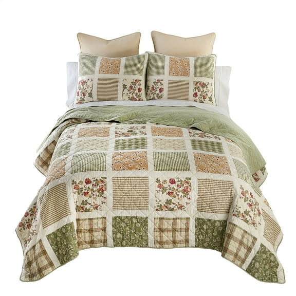 Donna Sharp Peach Rose 3PC Pieced Cotton King Set