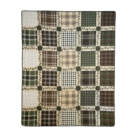 Donna Sharp Pine Patch Rustic Pieced Cotton Quilted Throw