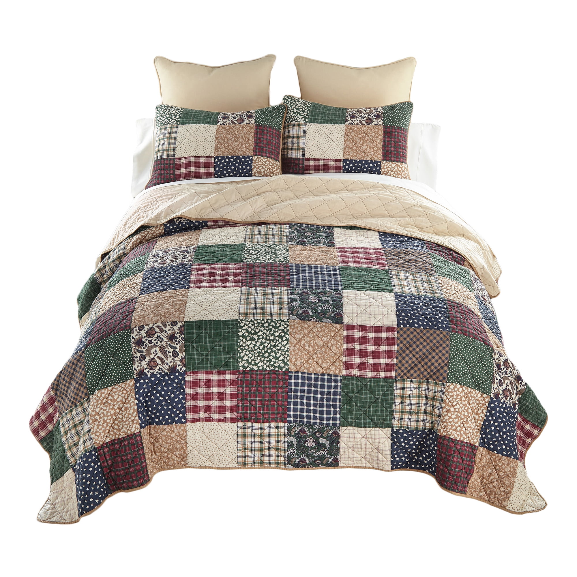 Donna Sharp Rustic Paisley 3PC Pieced Cotton Queen Quilt Set