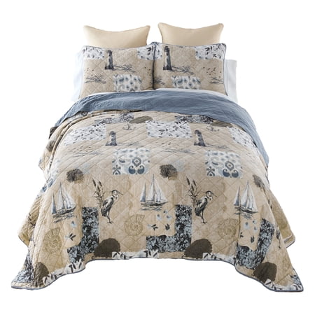 Donna Sharp Seascape Cotton 3PC Queen Coastal Quilt Set