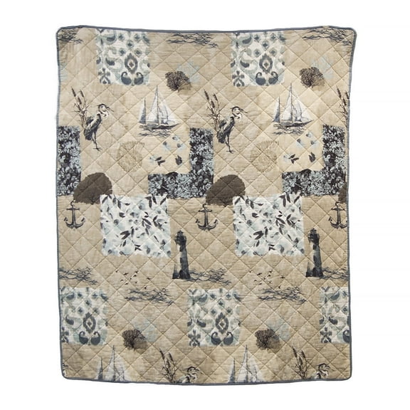 Donna Sharp Seascape Cotton Quilted Decorative Coastal Throw