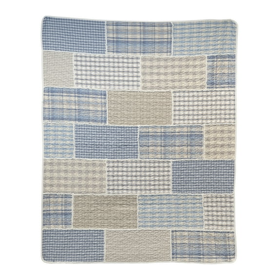 Donna Sharp Slate Cobblestone Ragged Pieced Cotton Quilted Throw