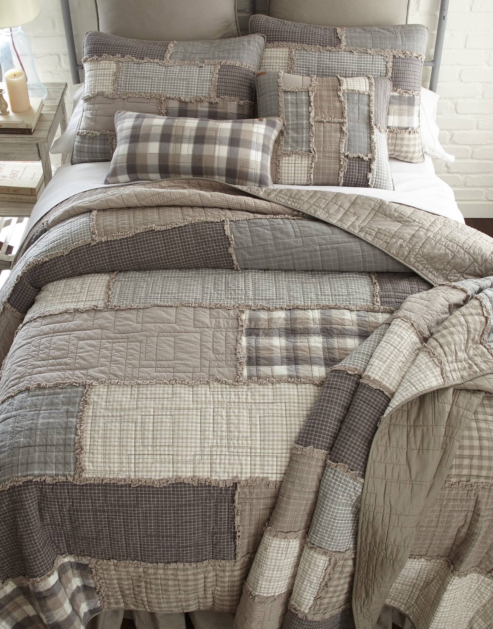 Smoky Cobblestone Gray Cotton Reversible Full Quilt