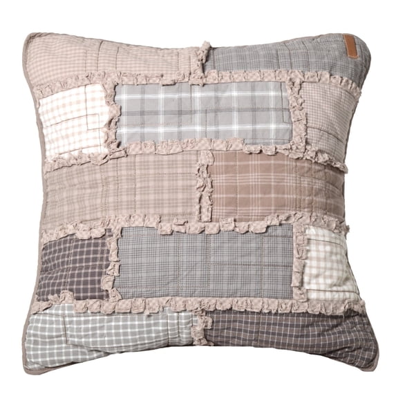 Donna Sharp Smoky Cobblestone Pieced Cotton Patchwork Decorative Throw Pillow