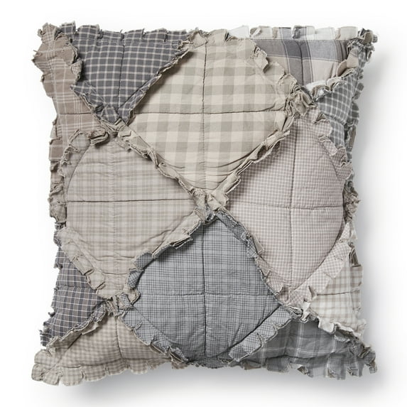 Donna Sharp Smoky Mountain Patchwork Square Decorative Cotton Throw Pillow