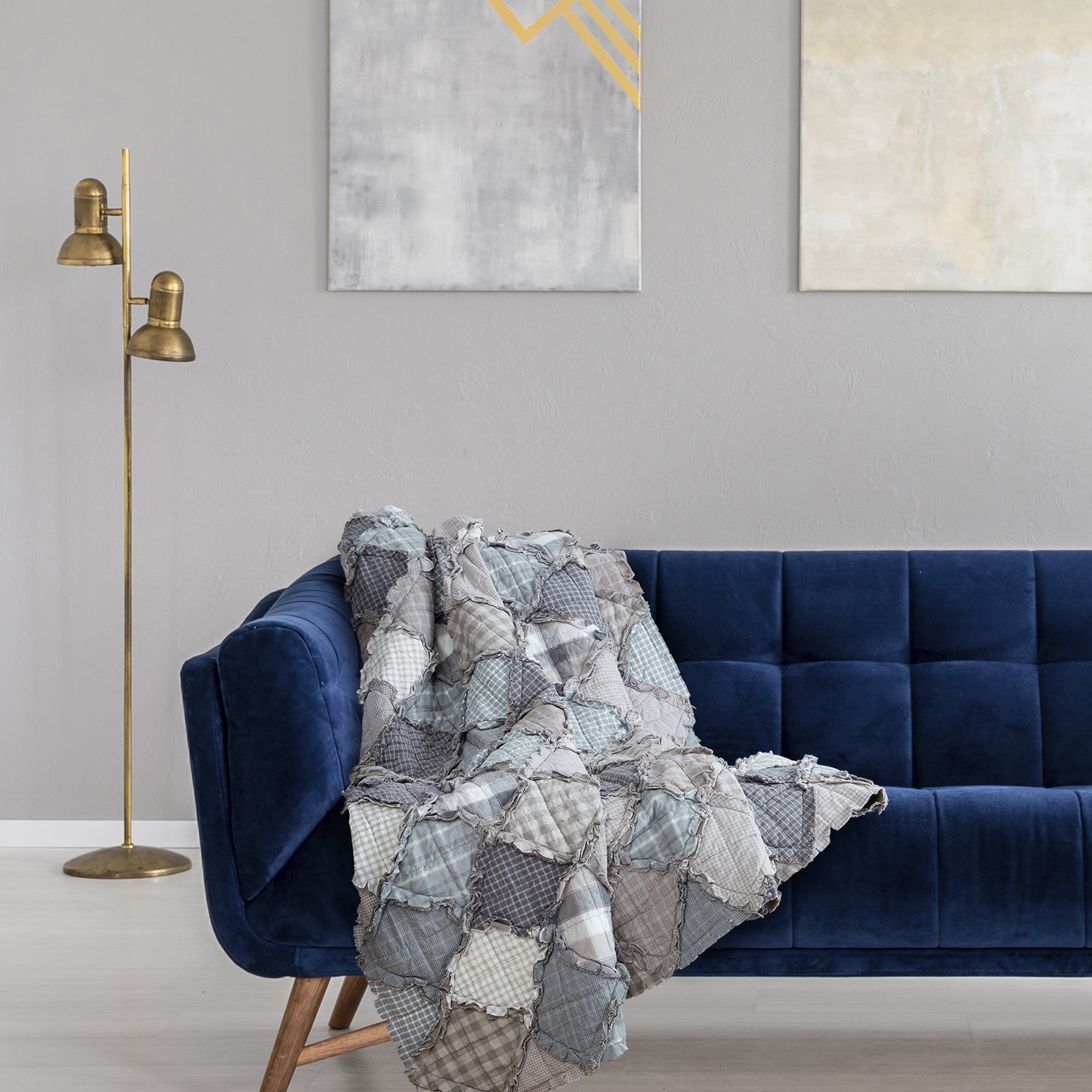 Smoky Mountain Taupe and Gray Cotton Quilted Throw Blanket