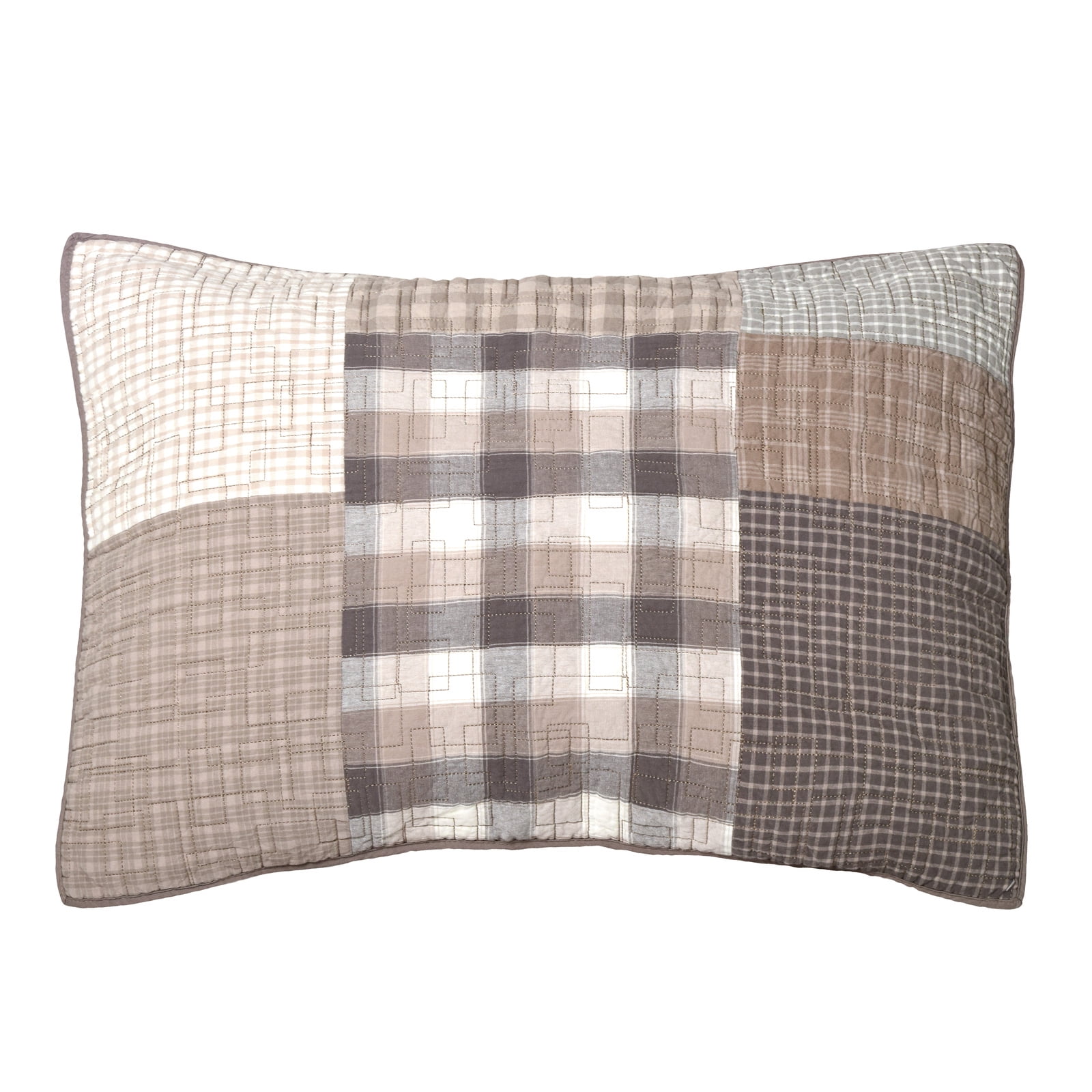 Plaid Patchwork Cotton Standard/Queen Pillow Sham