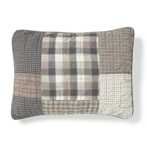 Donna Sharp Smoky Square Neutral Patchwork Pieced Cotton Standard Sham