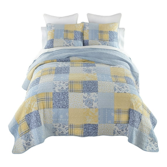 Donna Sharp Spring Flowers Twin Pieced Cotton 2PC Quilt Set