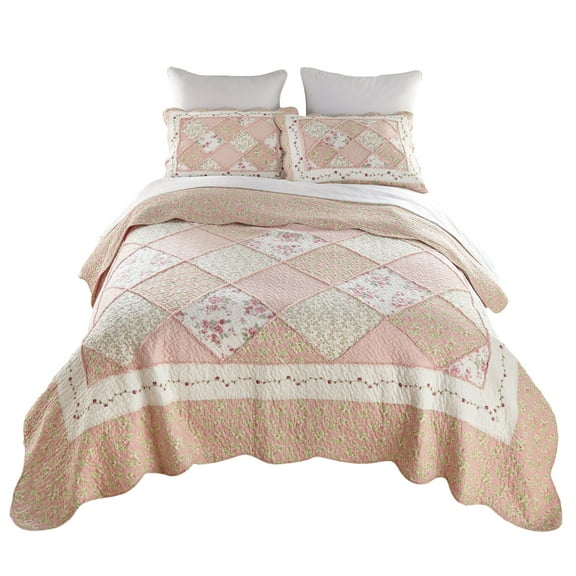 Donna Sharp Strawberry Garden 3PC Embroidered Pieced Cotton King Set