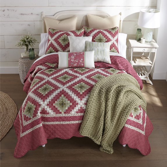 Donna Sharp Sweet Melon UCC 3PC Queen Quilt Set