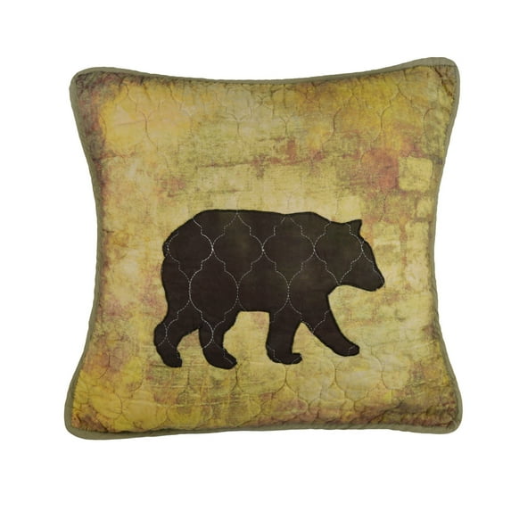 Donna Sharp Wood Patch Lodge Decorative Throw Pillow with Bear Print - Square