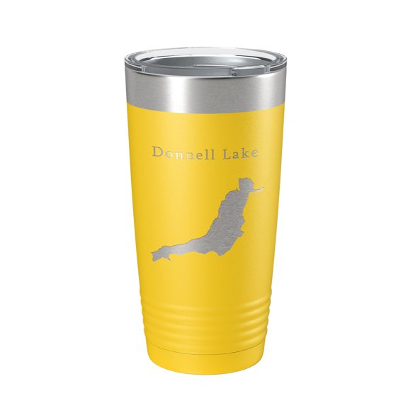 Donnell Lake Map Tumbler Travel Mug Insulated Laser Engraved Coffee Cup California 20 oz Yellow