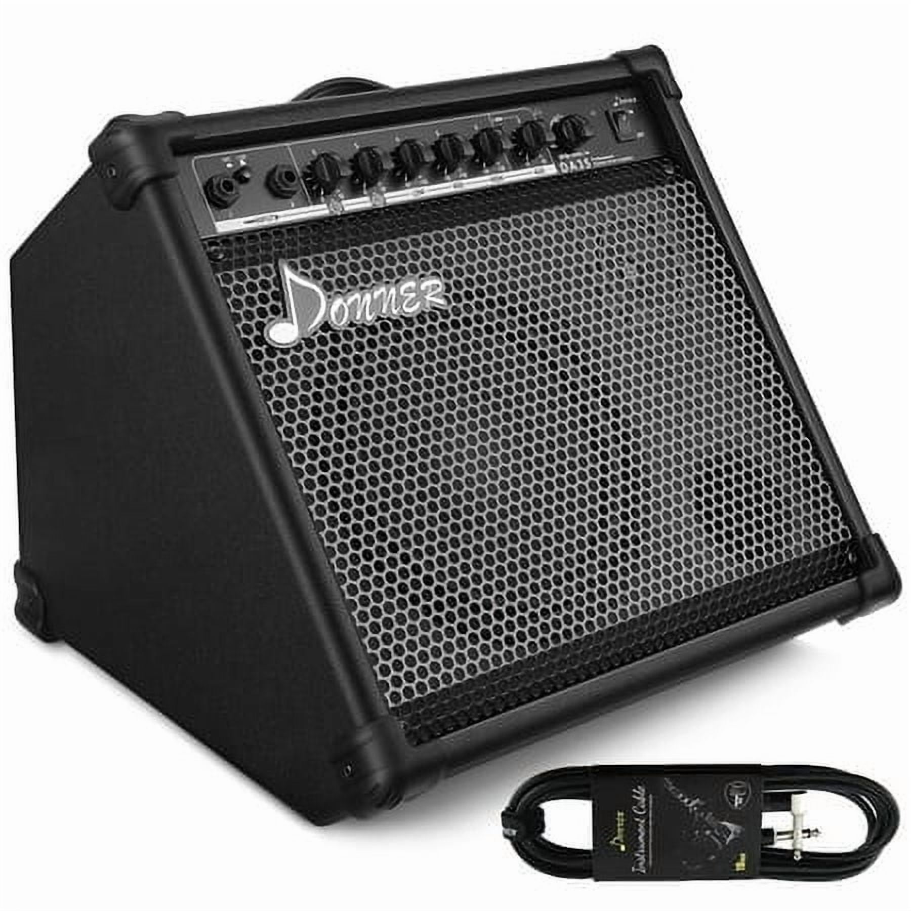Donner 35W Amplifier Speaker for Keyboard Electronic Drum Guitar Amp, 8" Woofer 2.5" Tweeter, 2 Channels Input, Mini Portable