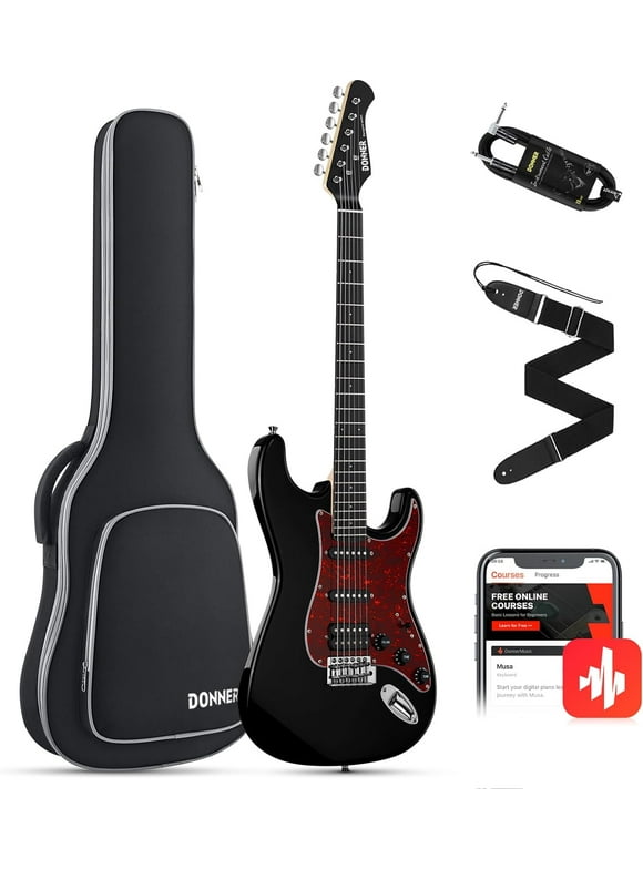 Donner 39 Inch Electric Guitar, Designer Series DST-200 Stylish Solid Body Guitar for Beginner Intermediate & Pro Players, Single Coil Split System, Bonus Bag, Cable, Strap