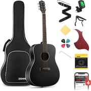 Donner 41 Full Size Acoustic Guitar - Complete Beginner Kit for Adults with Free Online Lesson, with Gig Bag, Strap, Tuner, Pickguard, Black