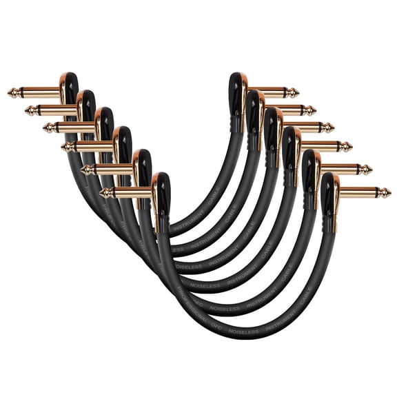 Donner 6 Pack Noiseless 6 in Patch Cables Effects Pedal Lead 1/4" Right Angle