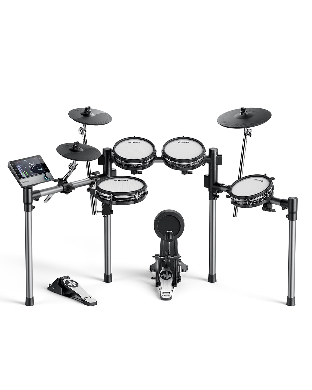 Donner Beat Electric Drum Set with Quiet Mesh Drum Pads, 12" Cymbals, 100 Kits and 1100+ Sounds, Sticks, USB MIDI, DONNER PLAY app