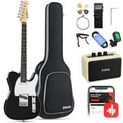Donner Beginner 39" Electric Guitar Kit with Amplifier, Bag, Digital Tuner, Capo, Strap, String, Cable, Picks, Black, DTL-100