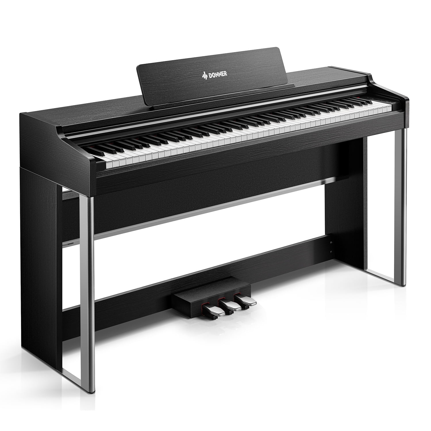 Donner DDP-200 Pro Digital Piano with 88 Key Graded Weighted Keyboard, 2.4" IPS Screen, Record, Wireless Connection, 100+ Sounds, 256 Polyphony, Full Size Piano Keyboard for Beginner, Advanced, Black