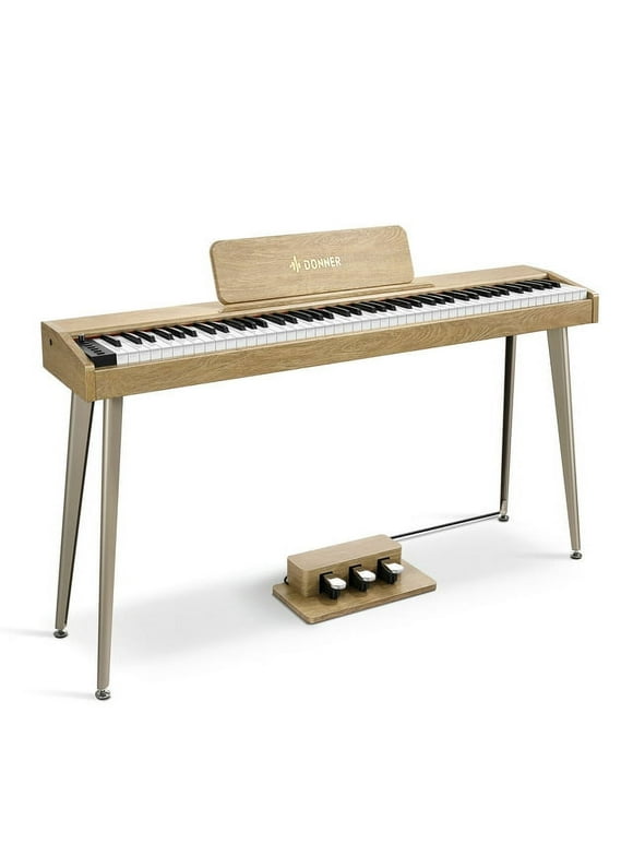 Donner DDP-60 88 Key Digital Piano Electric Keyboard with Speakers, 128 Voices, 83 Rhythms, 4 Reverb Effects, Light Wood