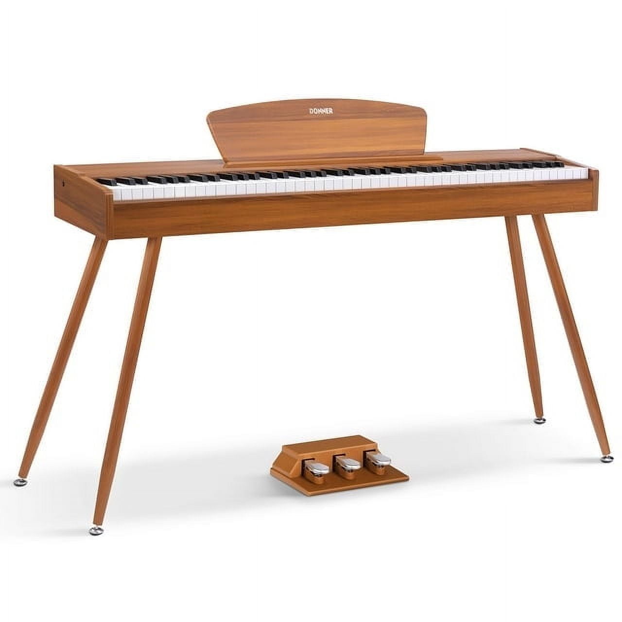 Donner DDP-80 Classic Digital Piano 88 Key Weighted Keyboard for Beginners, with Sheet Music Stand, 3 Pedals, Power Adapter, Supports USB MIDI, Retro Wood Color, Melodics Lessons