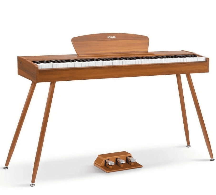 Donner DDP-80 Digital Piano 88 Key Weighted Keyboard, Full-size Electric Piano for Beginners, with Sheet Music Stand, Triple Pedal, Power Adapter, Supports USB-MIDI Connecting, Retro Wood Color