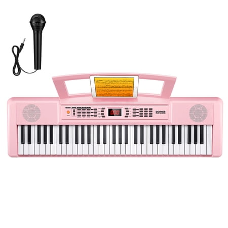 Donner DEK-100 61-Key Portable Digital Piano for Beginners, 128 Tones & Rhythms, Sustain Pedal, Auto Accompaniment, Lightweight & Compact, Pink