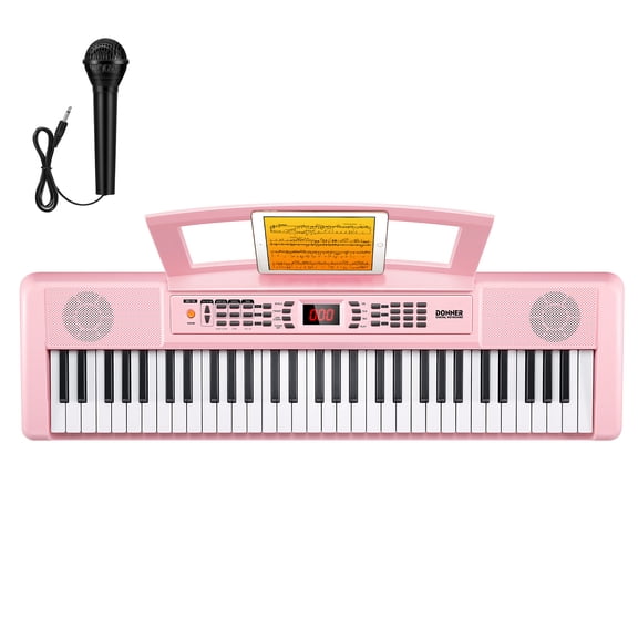 Donner DEK-100 61-Key Portable Digital Piano for Beginners, 128 Tones & Rhythms, Sustain Pedal, Auto Accompaniment, Lightweight & Compact, Pink
